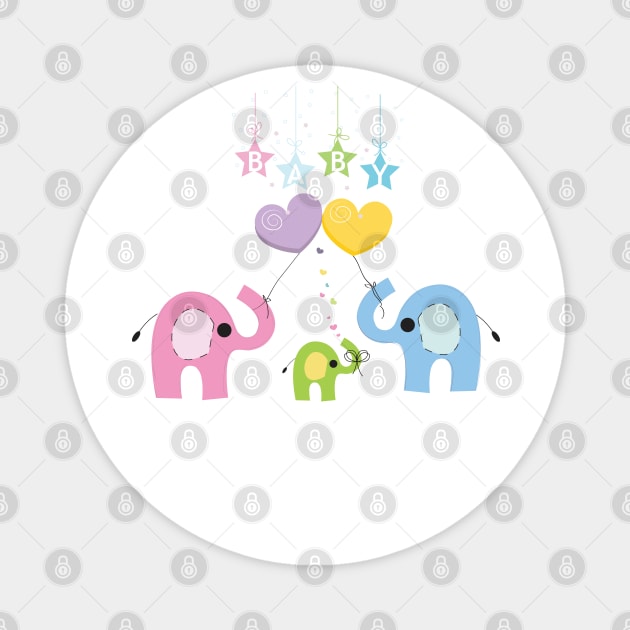 Baby elephant family Magnet by GULSENGUNEL